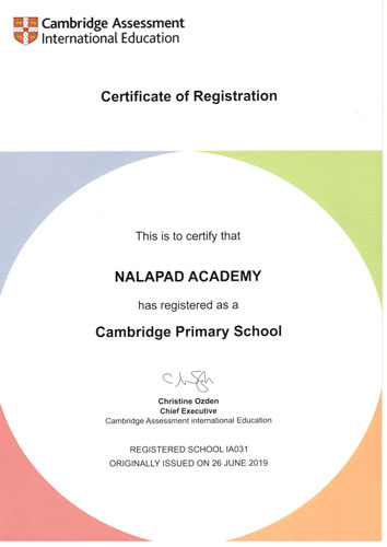 Cambridge Certificate - primary
